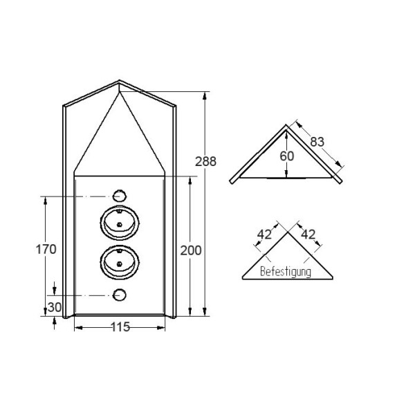 Ecksteckdose -Steckdose Typ ST3007/2-c schwarz